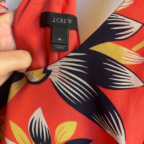 J.Crew Orange Floral Twist-Back Silk Dress - Picture 3 of 3